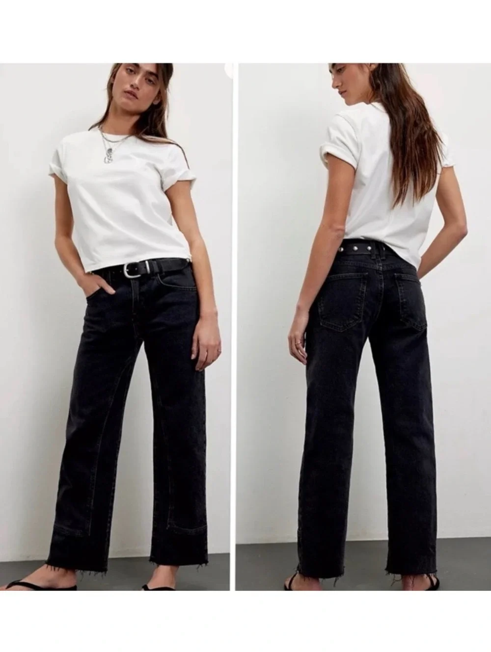 Free People Risk Taker high rise straight Jean Black size 31